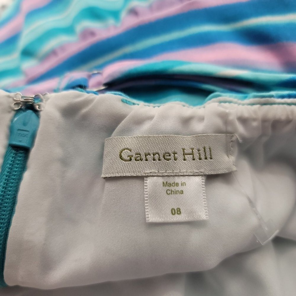 Garnet Hill Dress Blue Multi Striped Fit Flare Halter Mini Sundress Size 8 - Picture 5 of 9